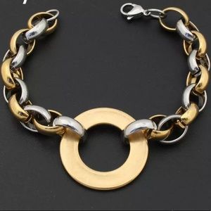 Stainless Steel Gold Silver Chunky Bracelet